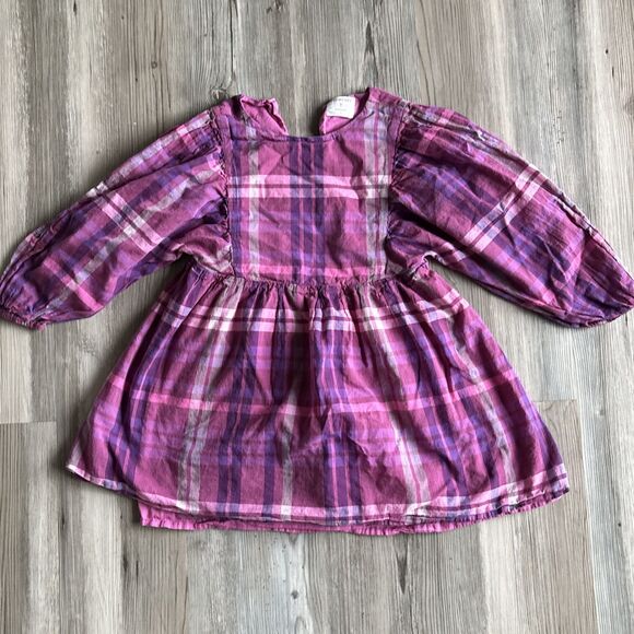 Crew Cuts Pink and Purple Plaid Dress With Balloon Sleeves size 5T - Picture 1 of 8